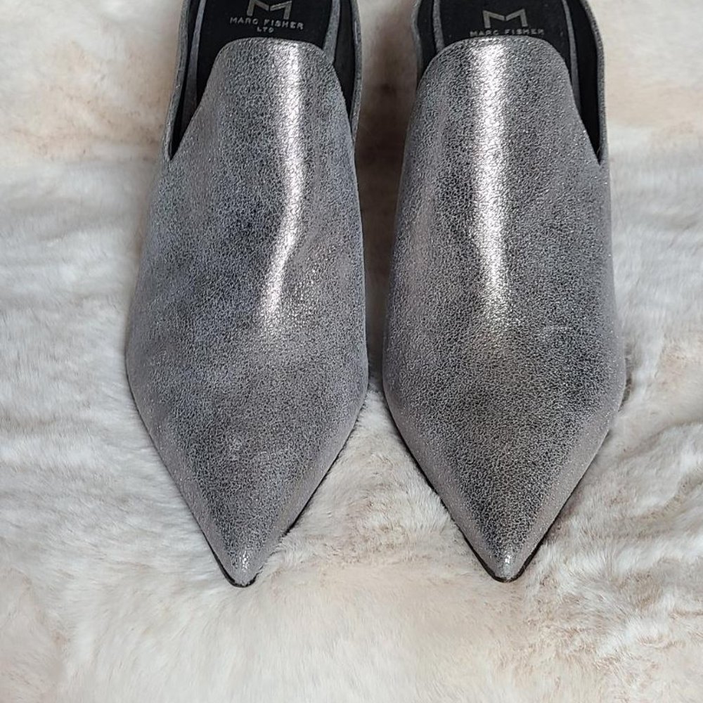Marc Fisher Metallic Slate Grey Mules-NWOT
